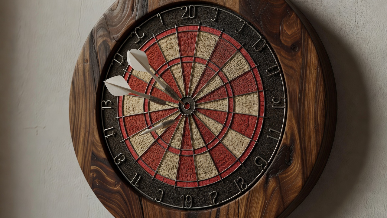Steel-tip sisal dartboard in walnut surround